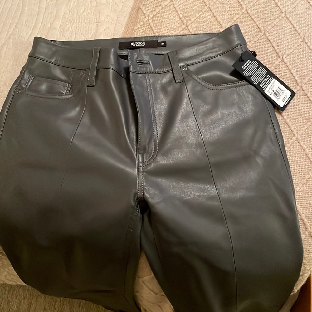 NWT gray faux leather women pants